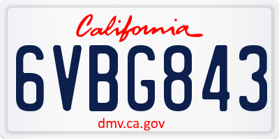 CA license plate 6VBG843