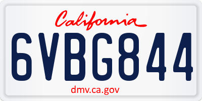 CA license plate 6VBG844