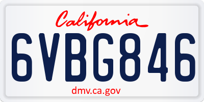 CA license plate 6VBG846