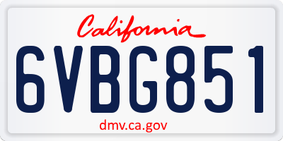 CA license plate 6VBG851