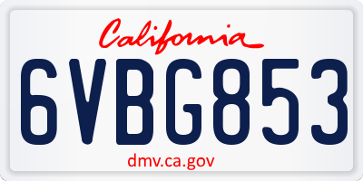 CA license plate 6VBG853