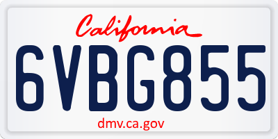 CA license plate 6VBG855
