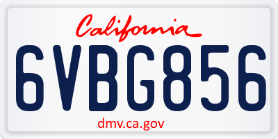 CA license plate 6VBG856