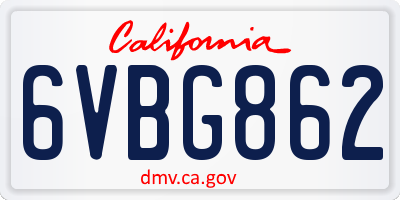CA license plate 6VBG862