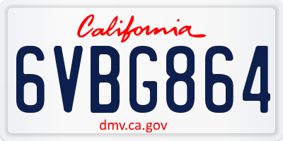 CA license plate 6VBG864