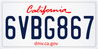 CA license plate 6VBG867