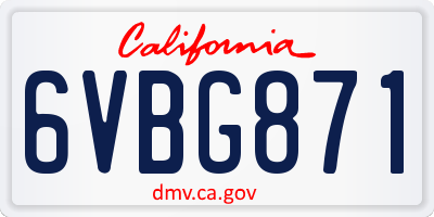CA license plate 6VBG871
