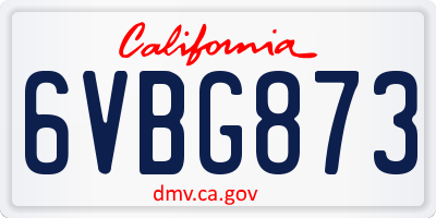 CA license plate 6VBG873