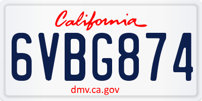 CA license plate 6VBG874