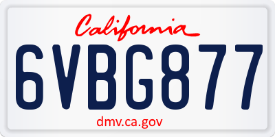 CA license plate 6VBG877