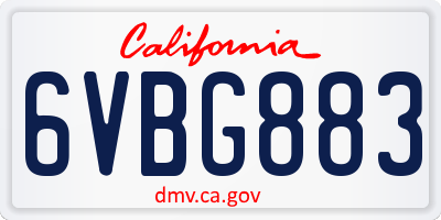 CA license plate 6VBG883