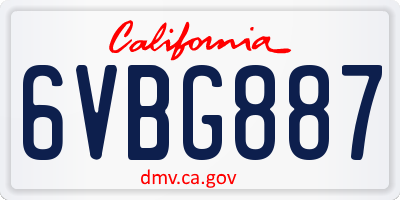 CA license plate 6VBG887