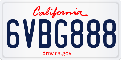 CA license plate 6VBG888
