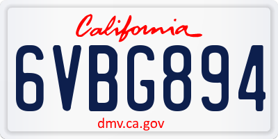 CA license plate 6VBG894