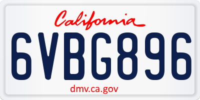 CA license plate 6VBG896
