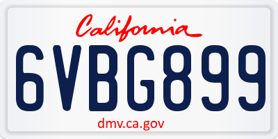 CA license plate 6VBG899