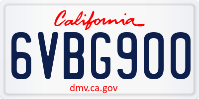CA license plate 6VBG900