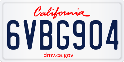 CA license plate 6VBG904
