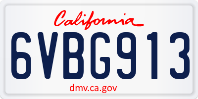 CA license plate 6VBG913
