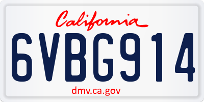 CA license plate 6VBG914