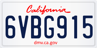 CA license plate 6VBG915