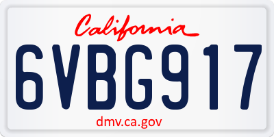 CA license plate 6VBG917