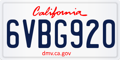 CA license plate 6VBG920