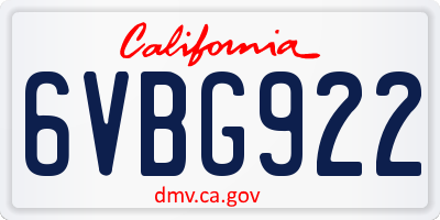 CA license plate 6VBG922