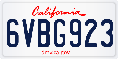 CA license plate 6VBG923