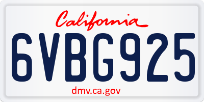 CA license plate 6VBG925