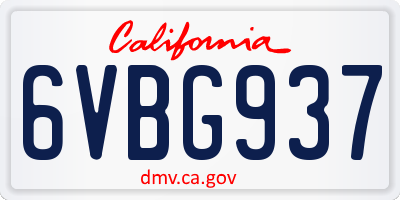 CA license plate 6VBG937