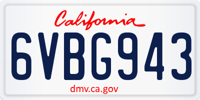 CA license plate 6VBG943