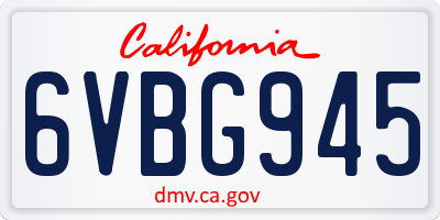 CA license plate 6VBG945