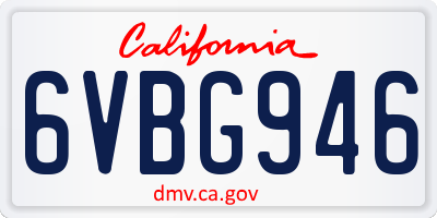CA license plate 6VBG946