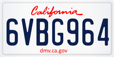 CA license plate 6VBG964