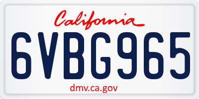CA license plate 6VBG965