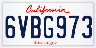 CA license plate 6VBG973