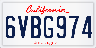 CA license plate 6VBG974
