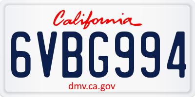 CA license plate 6VBG994