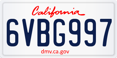 CA license plate 6VBG997