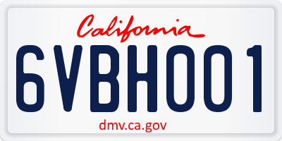 CA license plate 6VBH001