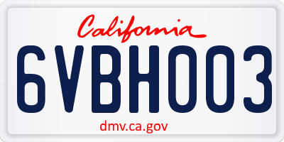 CA license plate 6VBH003