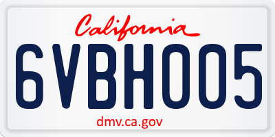 CA license plate 6VBH005