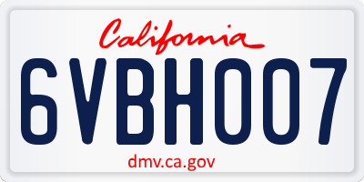 CA license plate 6VBH007