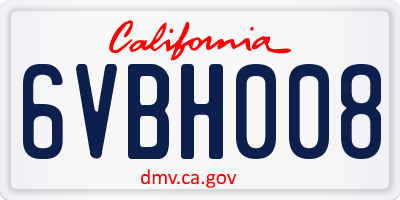 CA license plate 6VBH008