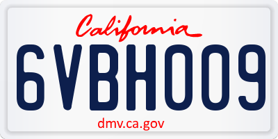 CA license plate 6VBH009