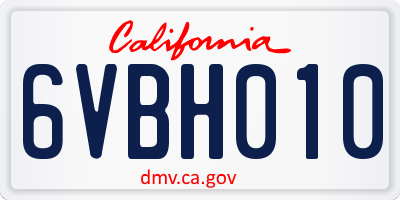 CA license plate 6VBH010