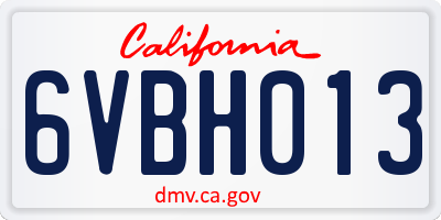 CA license plate 6VBH013