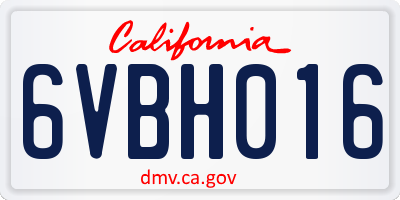 CA license plate 6VBH016