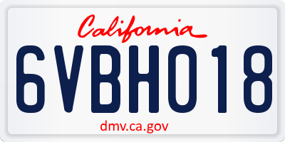 CA license plate 6VBH018